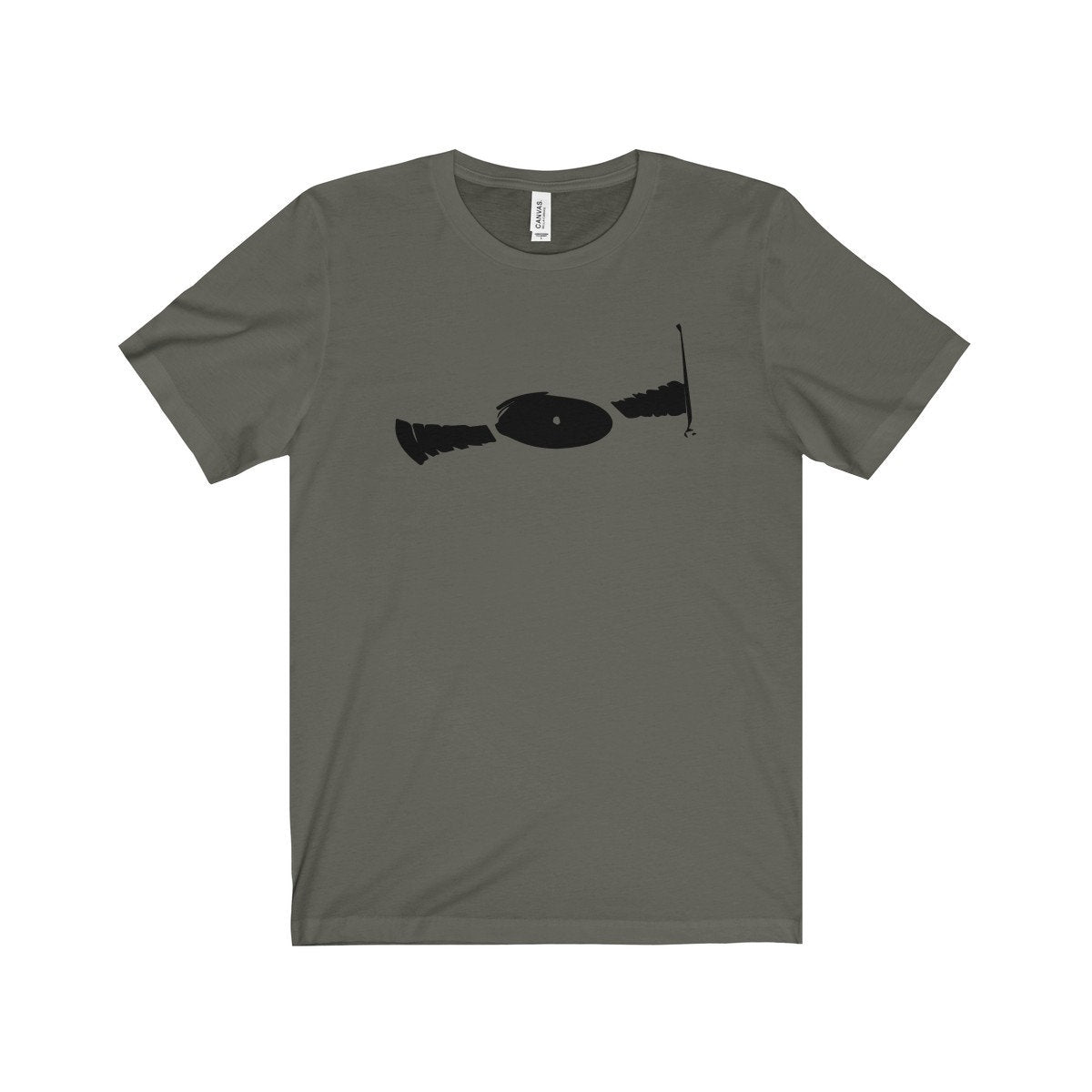 Vinyl Record Player Turntable (Subtle Sketch Black) Funky Style Unisex Jersey Short Sleeve T Shirt Tee