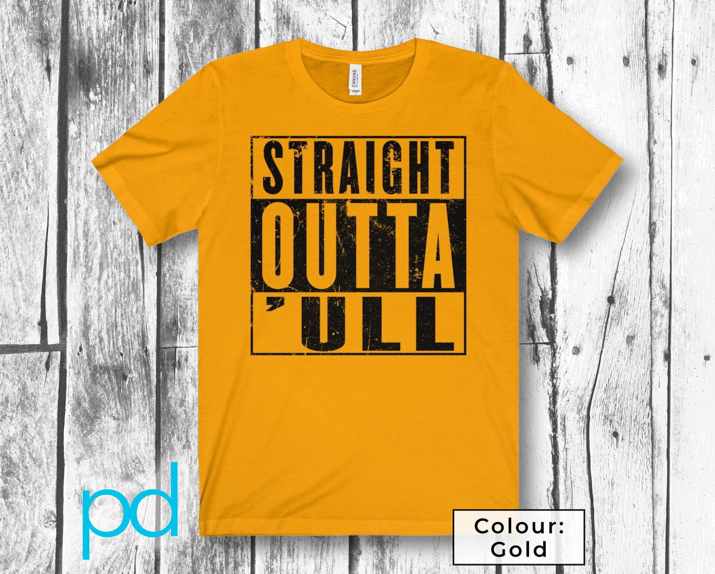 Straight Outta 'ull (Hull) Black Funny Compton NWA Style Unisex Jersey Short Sleeve Tee