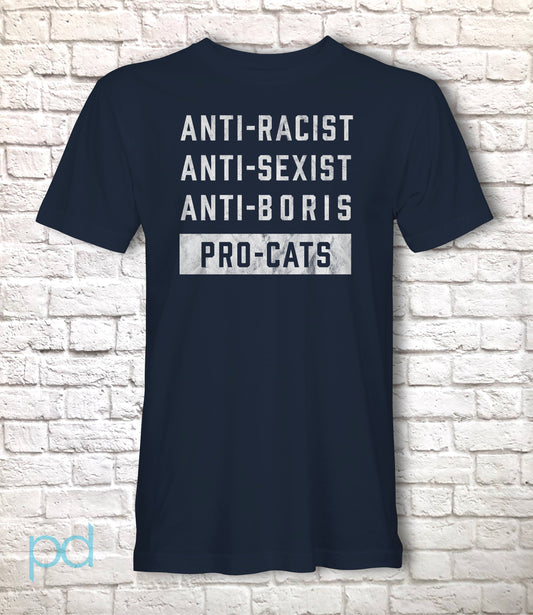 Anti-Boris T-Shirt, Cat Lover Johnson Tory Failure Tee Shirt, Tories & Conservative Epic Fail, Unisex Short Sleeve Graphic Print Top