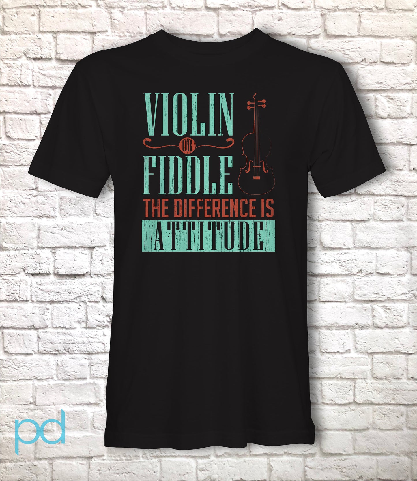 Funny Violin T-Shirt, Violinist Fiddle Player Gift Idea Tee Shirt Top, Violin or Fiddle Dilemma The Difference Is Attitude