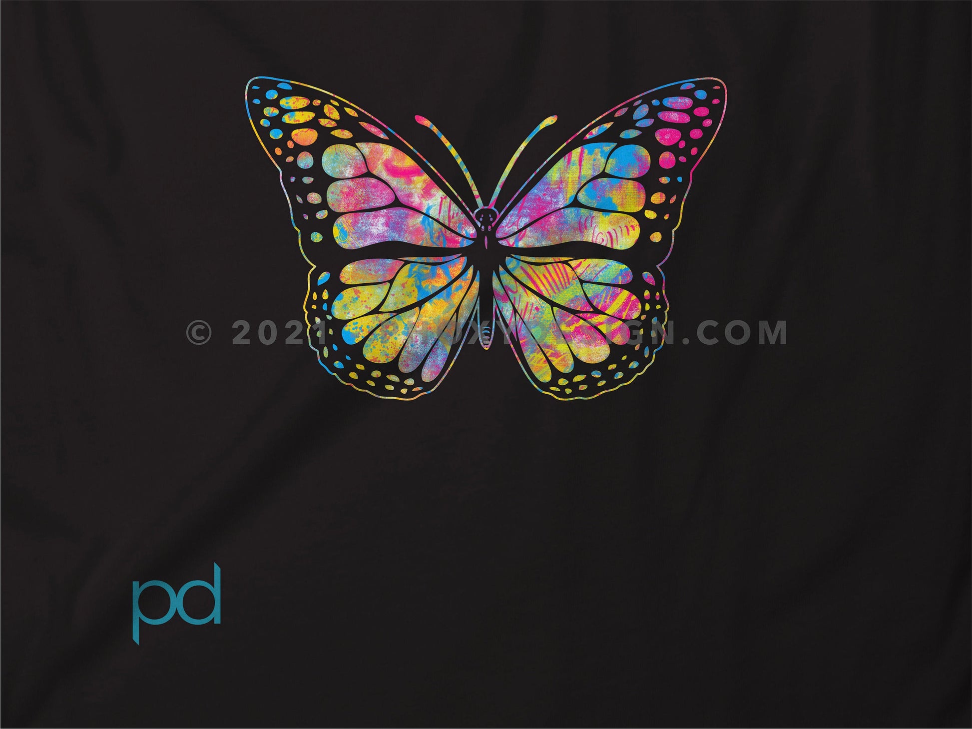 Butterfly T-Shirt, Brightly Coloured Butterfly Gift Idea, Vibrant & Beautiful Pink Butterfly Tee Shirt T Top
