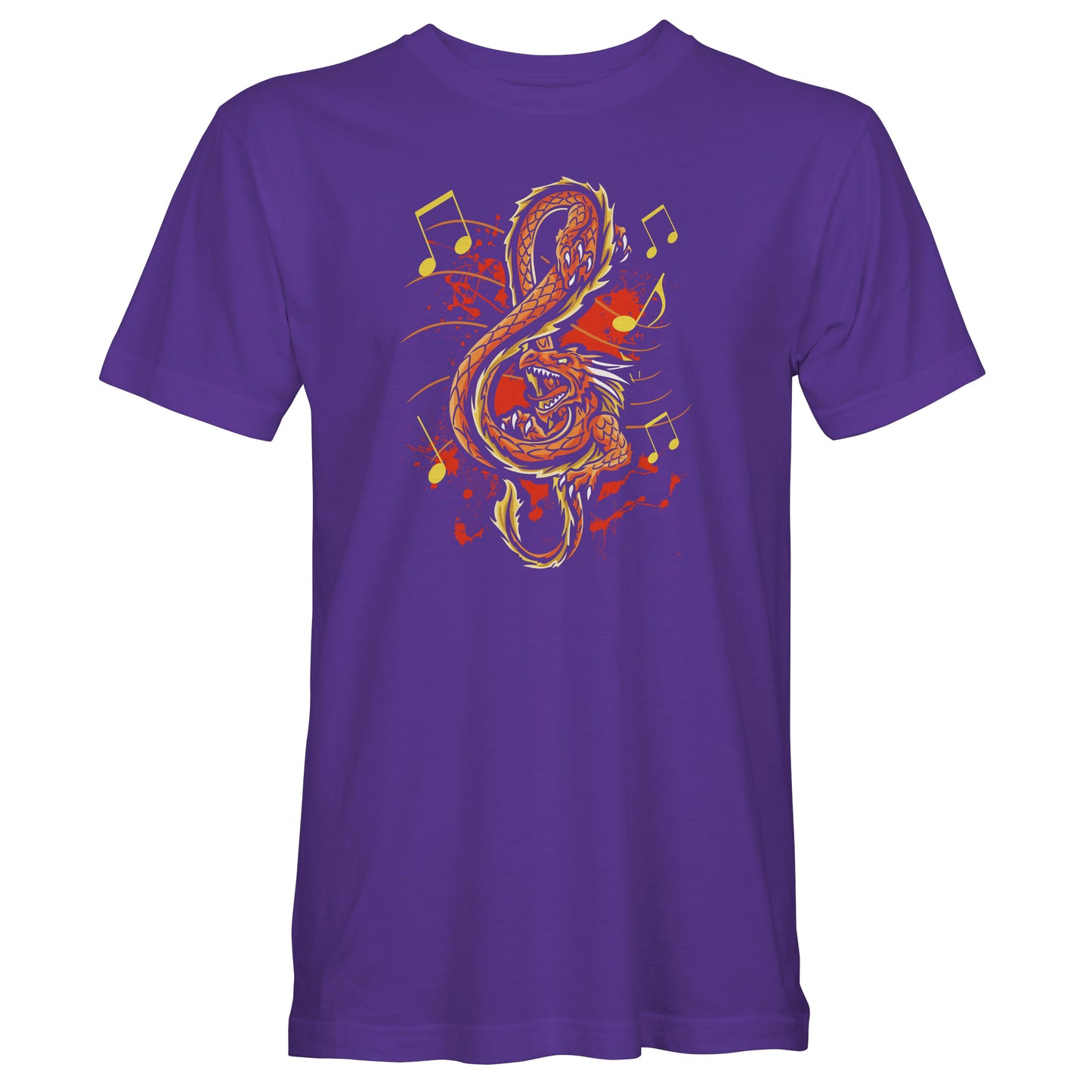 Treble Clef Dragon T-Shirt - Fire Dragon Musical G Clef Symbol Unisex Tee Shirt - For A Musician that Plays or Writes Music