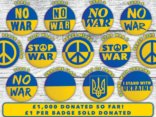 Ukraine Pin Badge, Ukrainian Flag Colours Pin Back Button, No War In Ukraine, Donations to the Disasters Emergency Committee DEC UK Charity