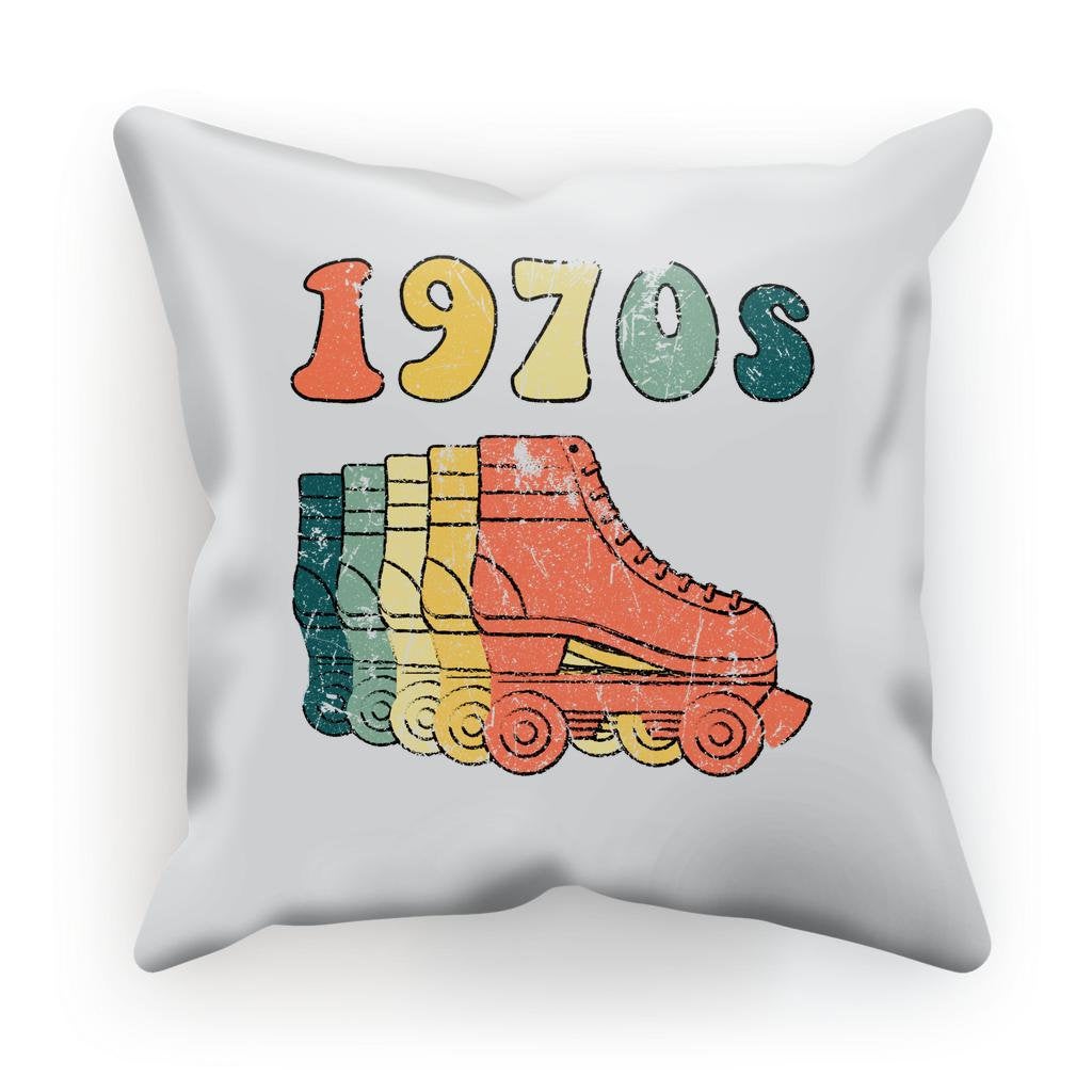 70s Roller Skates Disco Derby Vintage Fade Repeat Sublimation Cushion Cover