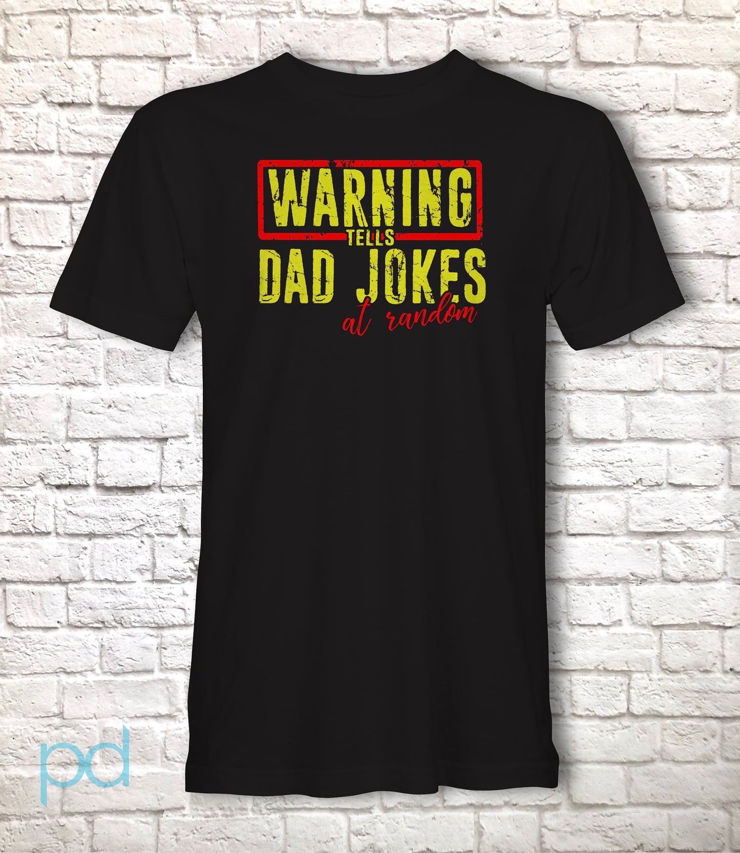Dad Joke T-Shirt, Funny Warning Tells Random Dad Jokes Gift Idea, Humorous Father Graphic Print Design Printed on Tee Shirt Top