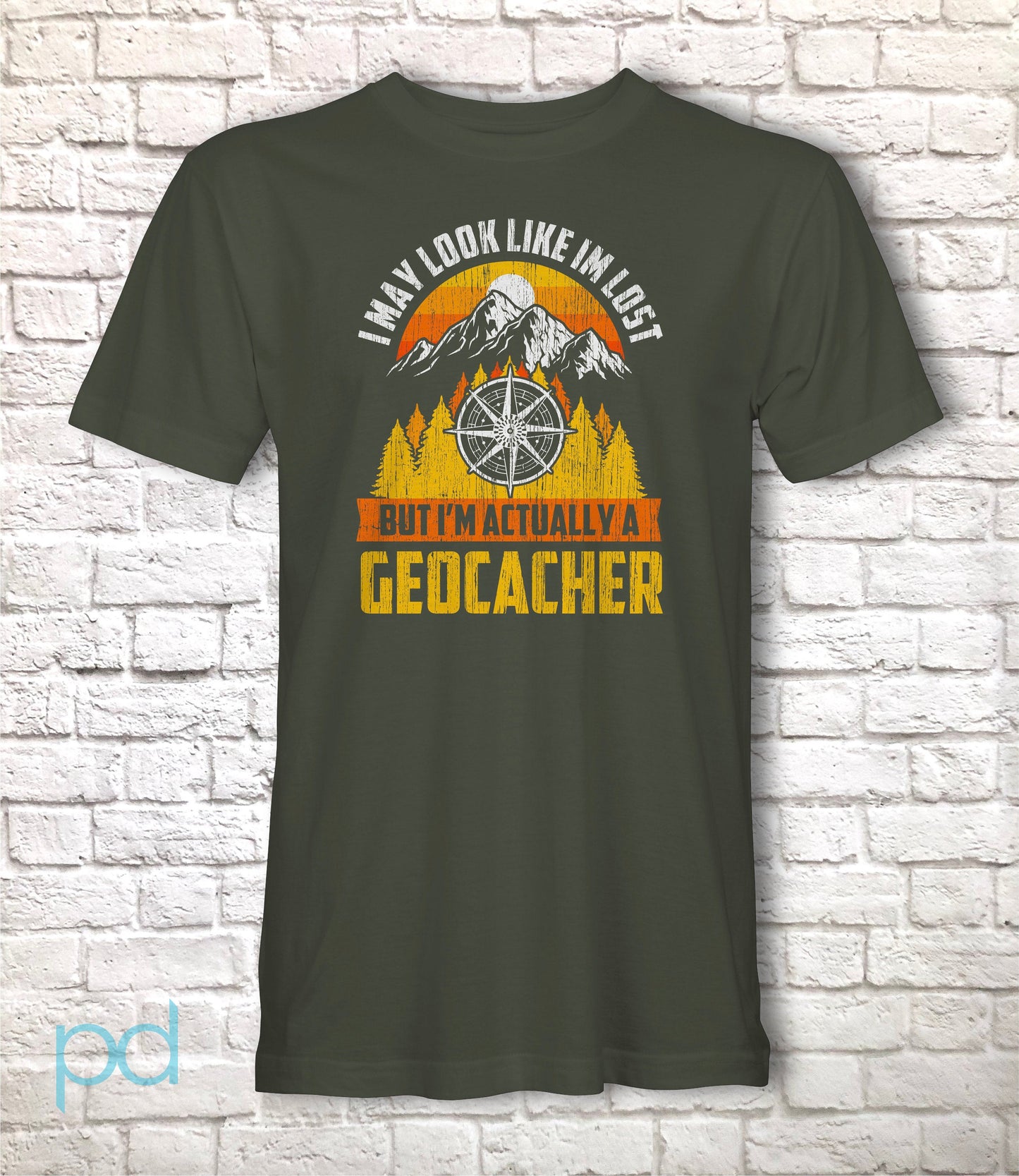 Funny Geocacher T-Shirt, Geocaching Gift Idea, Humorous GPS Satellites Treasure Hunter Graphic Print Tee Shirt Top