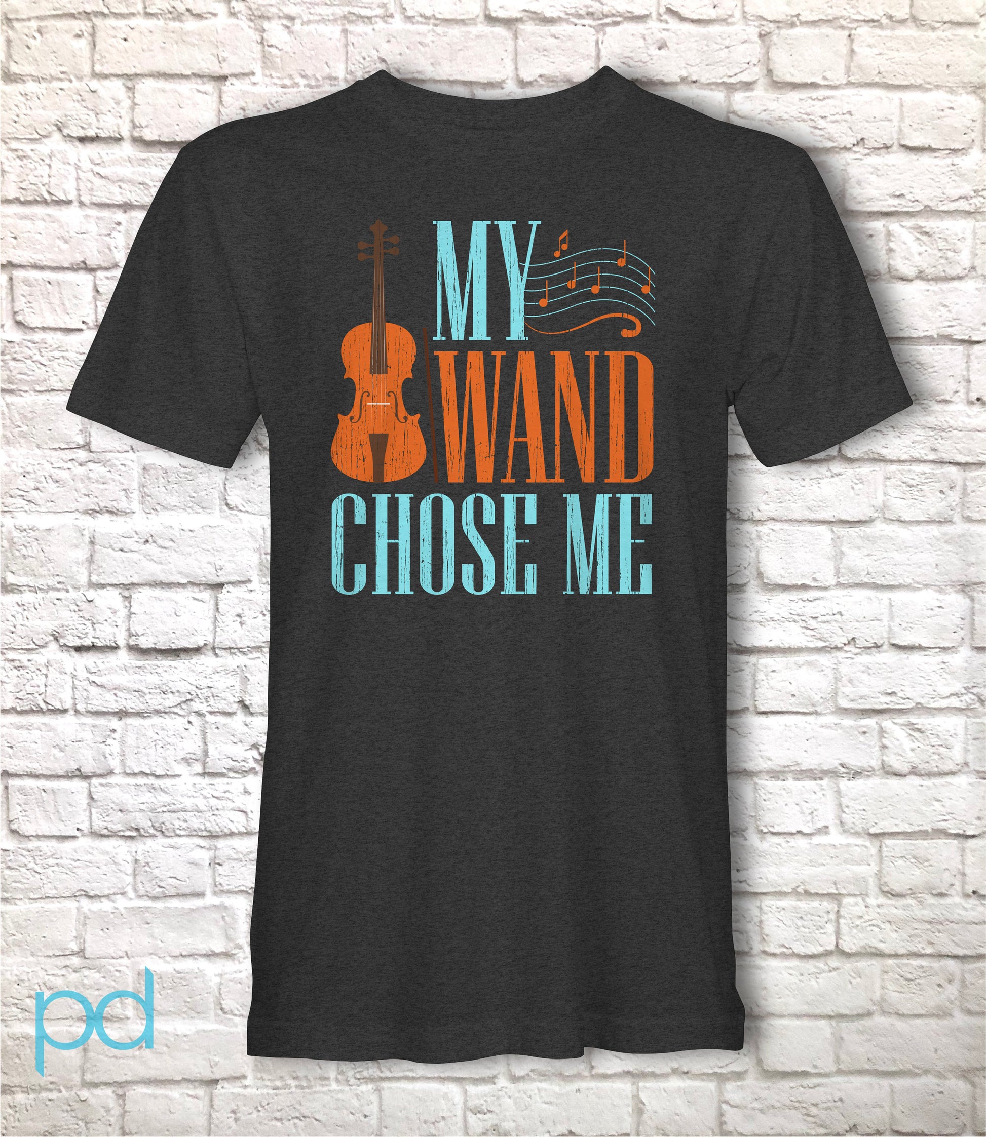 Funny Violin T-Shirt, Violinist Fiddle Player Gift Idea Tee Shirt Top - My Wand Chose Me