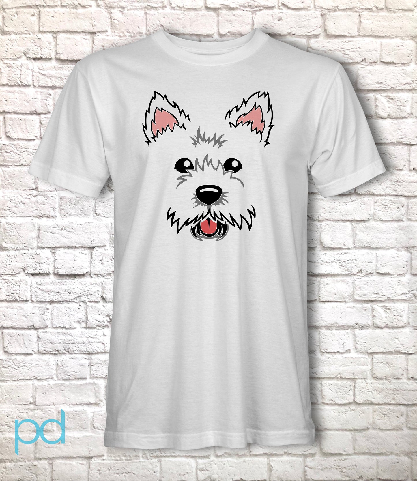 Cute Westie T-Shirt, West Highland Terrier Gift Idea, Adorable Fluffy Dog Face Tee Shirt T Top