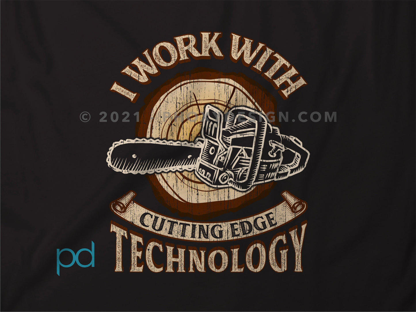 Funny Lumberjack Woodwork Sweatshirt, I Work With Cutting Edge Technology Pun Gift Idea, Humorous Arborist Chainsaw Longsleeved Sweater Top
