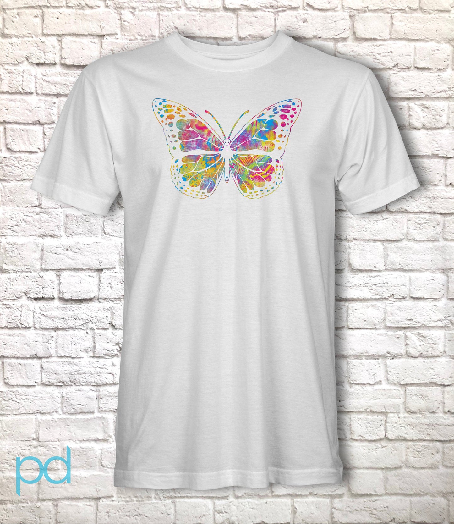 Butterfly T-Shirt, Brightly Coloured Butterfly Gift Idea, Vibrant & Beautiful Pink Butterfly Tee Shirt T Top