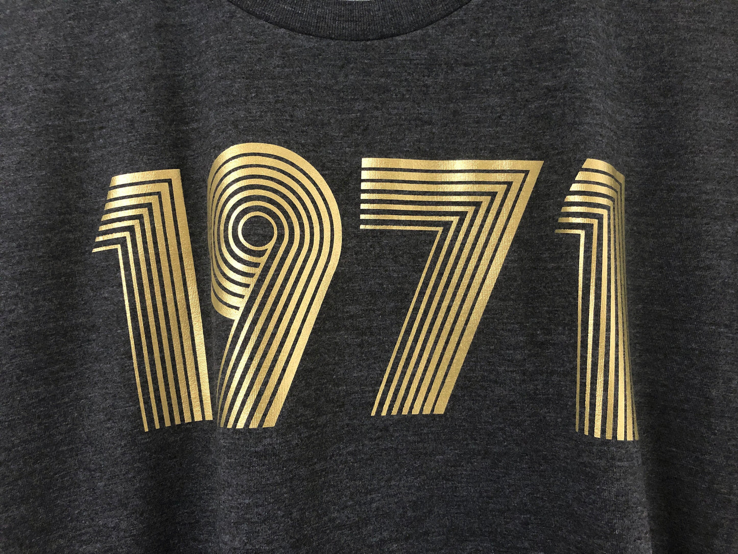 1971 Sweatshirt Metallic Gold or Silver Foil, 51st Birthday Gift Sweater in Retro & Vintage 70s style, Fiftieth Unisex Jumper Top