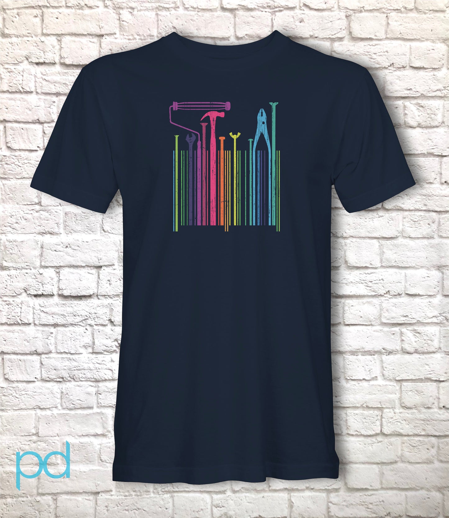 DIY T Shirt, Colourful Tools Gift T-Shirt Barcode Style, Tradesman Tradeswoman Unisex Tee Shirt Top For Men or Women
