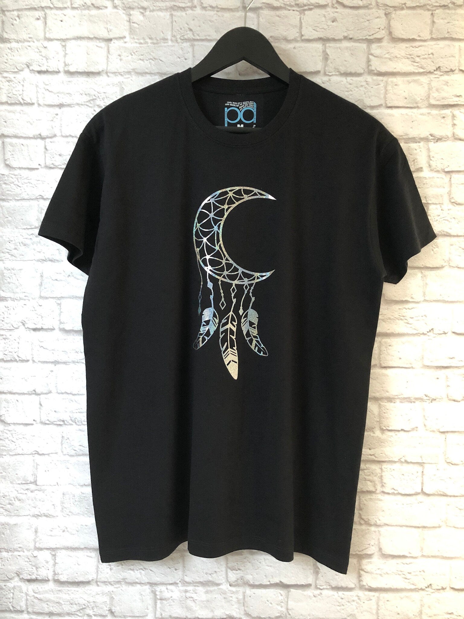 Dreamcatcher T Shirt, Boho Celestial Moon & Feathers Tee, Metallic Glittery Dream Catcher Birthday Gift T-Shirt Unisex Tee Shirt Top