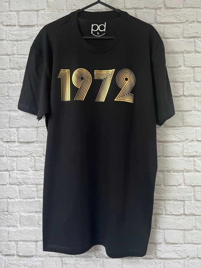 Hvornår Rasende køleskab 50th Birthday Gift T Shirt Metallic Print Gold, Silver, 1972 T-Shirt i –  Phoxy Design & Print